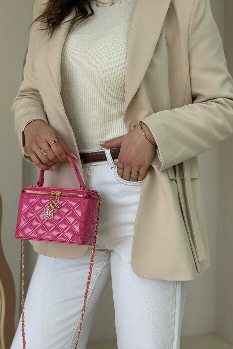 ONE COLOR LEATHER WOMEN BAG FUCHSIA/CIKLAMI - KLAUDIO FASHION