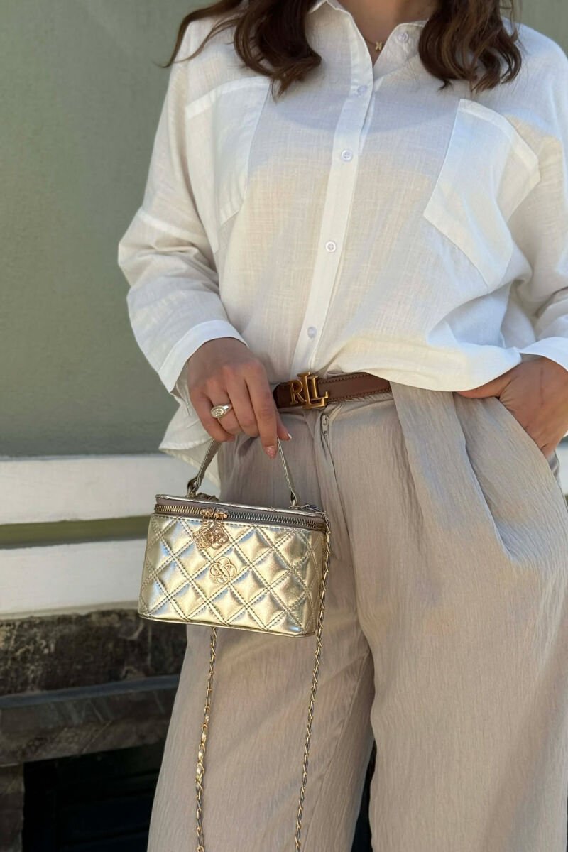 ONE COLOR LEATHER WOMEN BAG GOLDEN ROD/GOLD - 1
