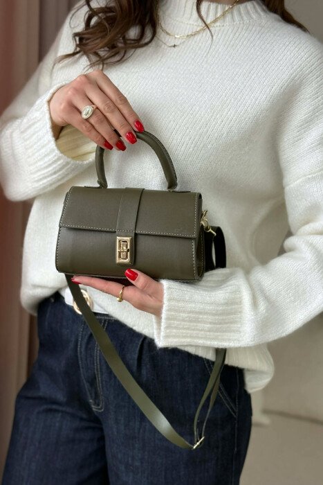 ONE COLOR LEATHER WOMEN BAG GREEN/JESHILE 