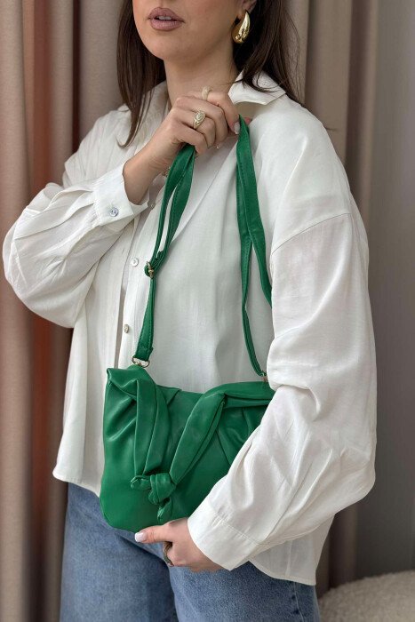 ONE COLOR LEATHER WOMEN BAG GREEN/JESHILE - 10