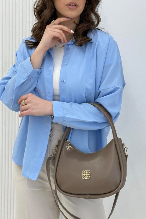 ONE COLOR LEATHER WOMEN BAG LIGHT BROWN/KAZB - 3