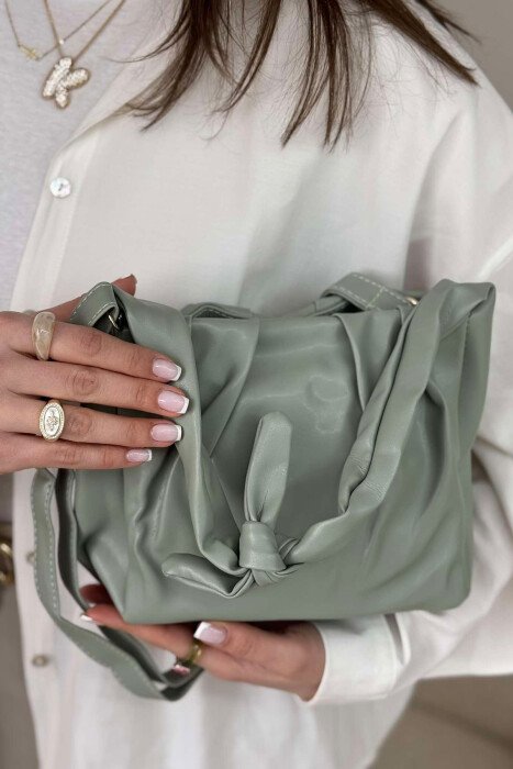 ONE COLOR LEATHER WOMEN BAG LIGHT MINT - 2