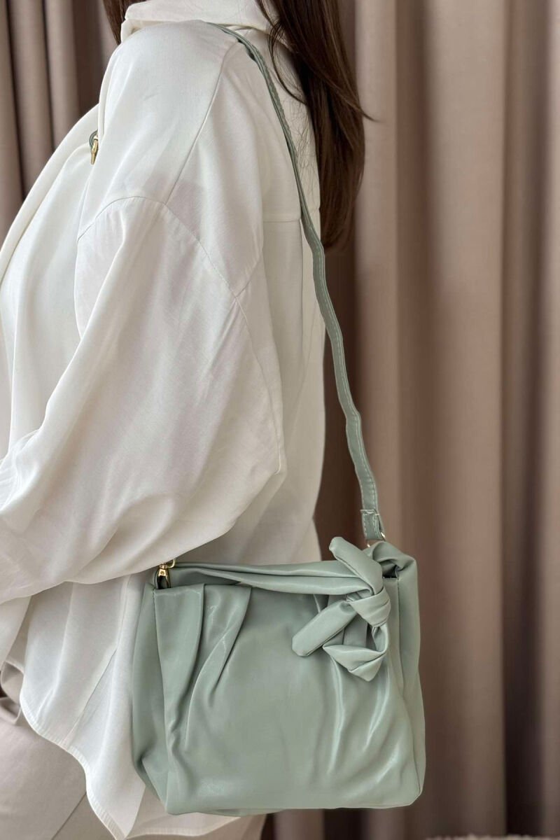 ONE COLOR LEATHER WOMEN BAG LIGHT MINT - 3