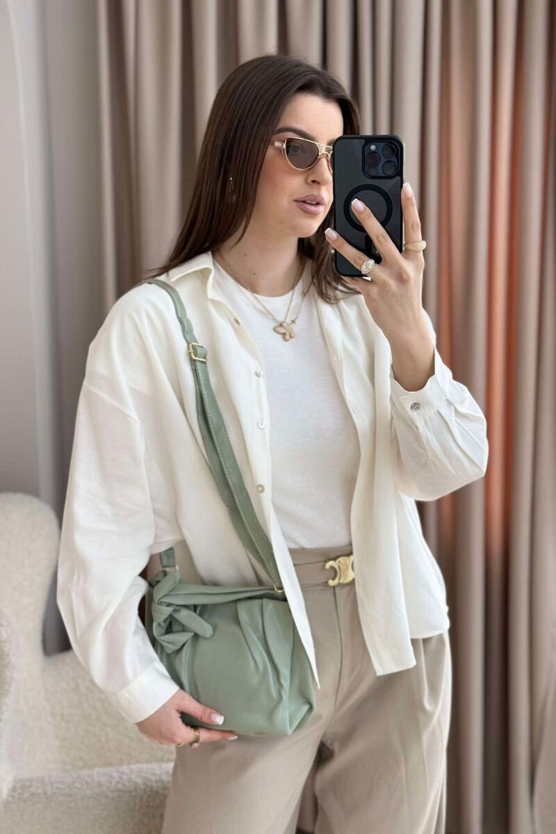 ONE COLOR LEATHER WOMEN BAG LIGHT MINT - 7