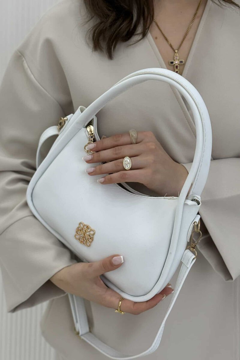 ONE COLOR LEATHER WOMEN BAG WHITE-E BARDHE - 2