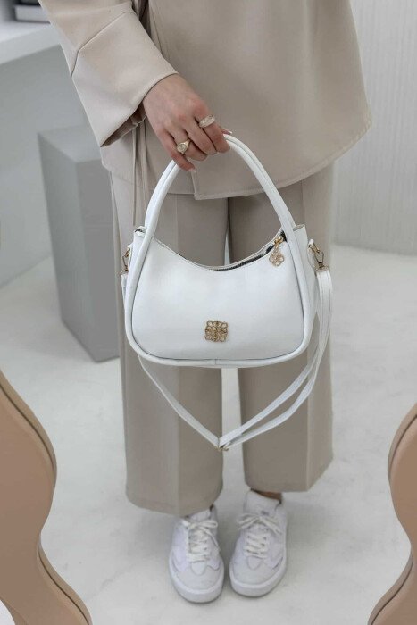 ONE COLOR LEATHER WOMEN BAG WHITE-E BARDHE - 4
