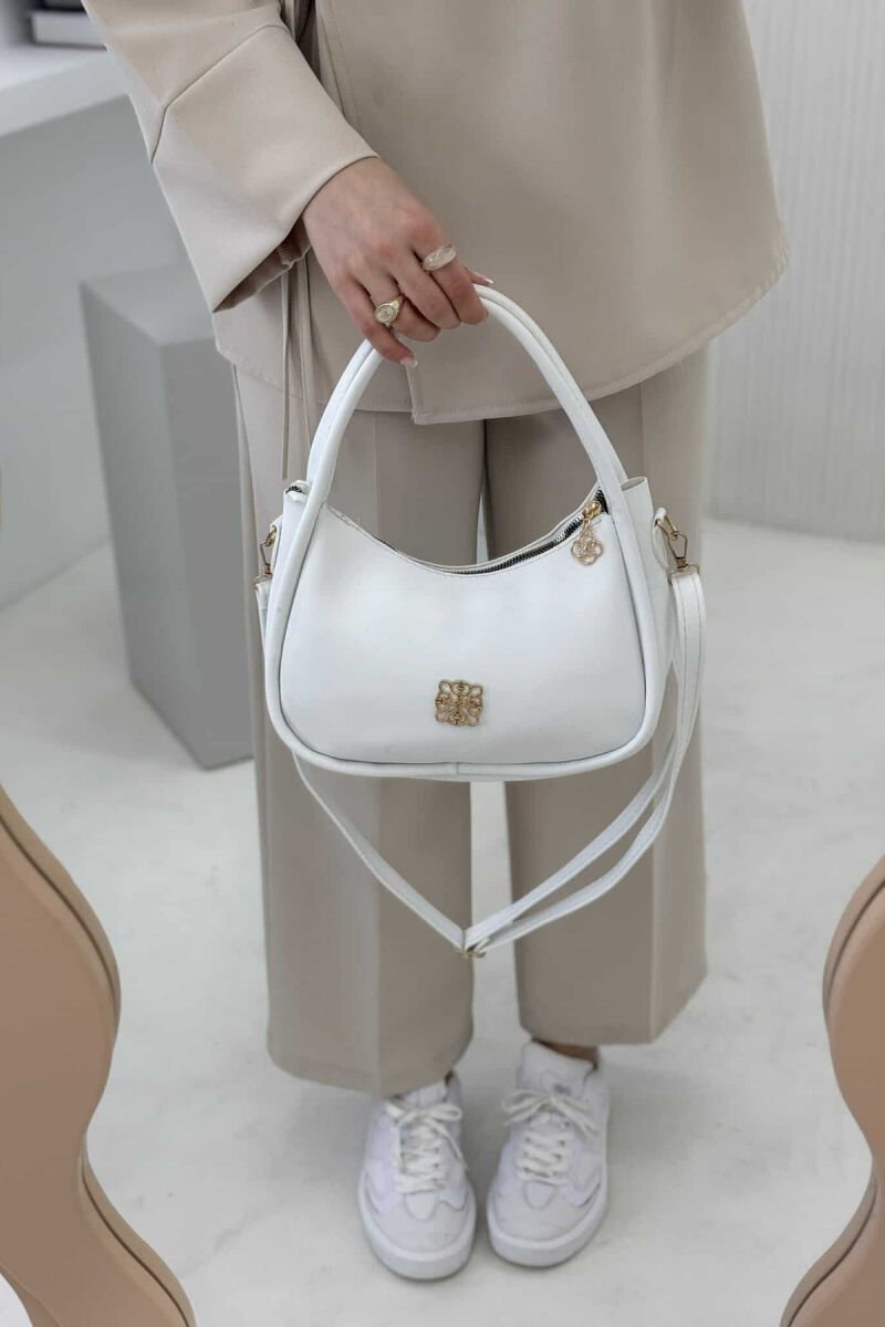 ONE COLOR LEATHER WOMEN BAG WHITE-E BARDHE - 4