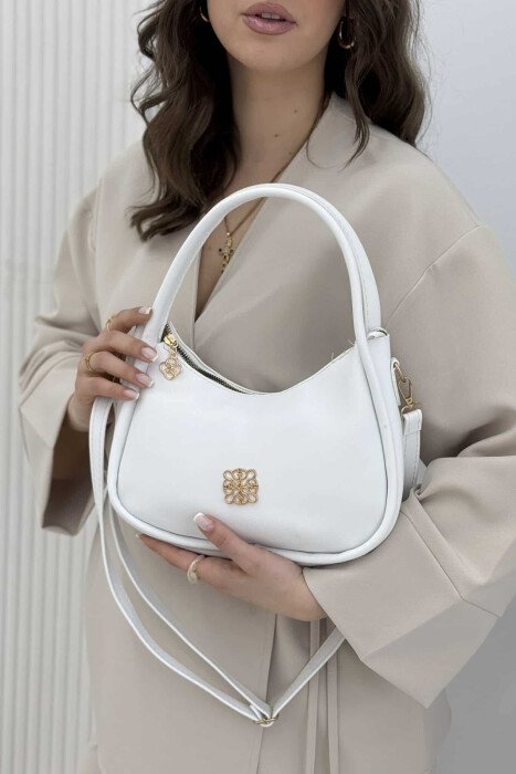 ONE COLOR LEATHER WOMEN BAG WHITE-E BARDHE - 5