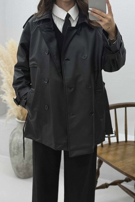ONE COLOR LEATHER WOMEN JACKET BLACK/ E ZEZE - 6