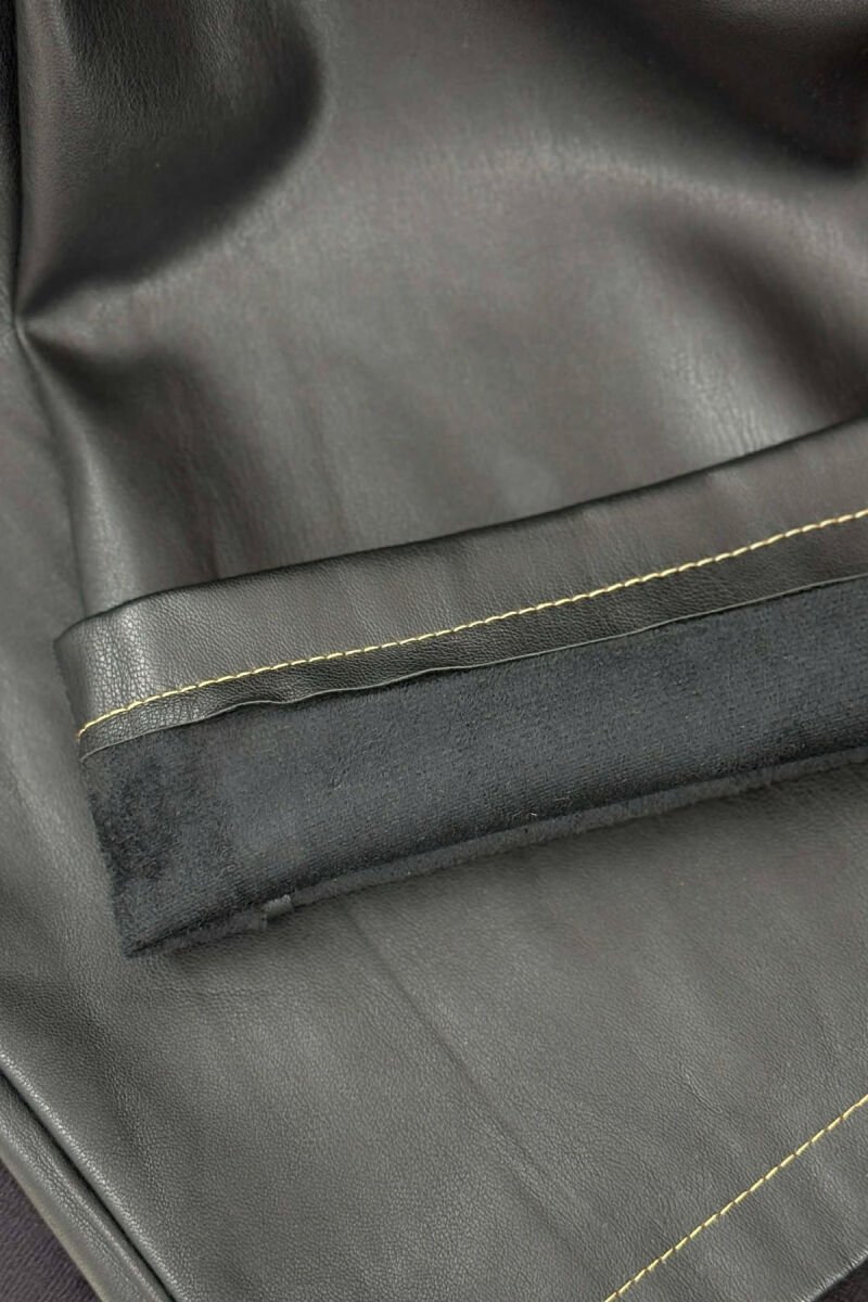 ONE COLOR LEATHER WOMEN TROUSERS BLACK/ E ZEZE - 4