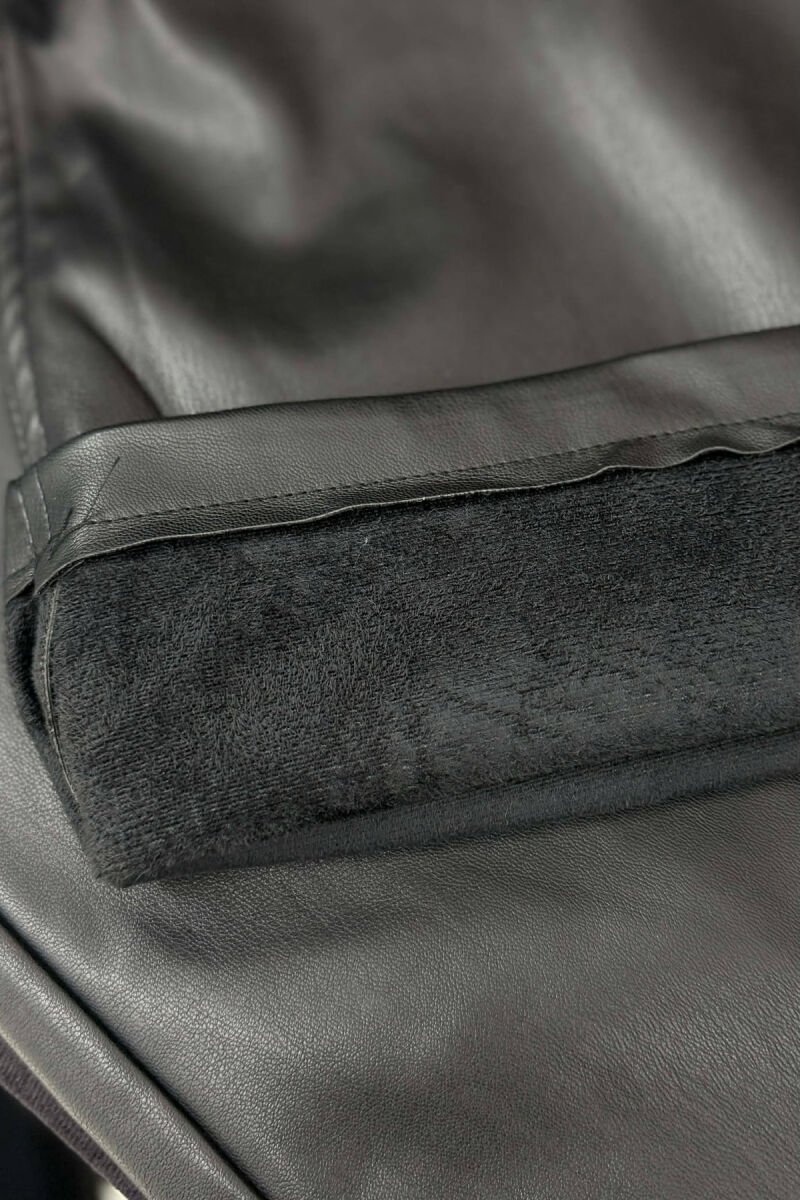 ONE COLOR LEATHER WOMEN TROUSERS BLACK/ E ZEZE - 3