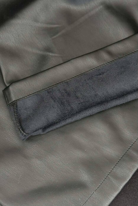 ONE COLOR LEATHER WOMEN TROUSERS BLACK/ E ZEZE - 5
