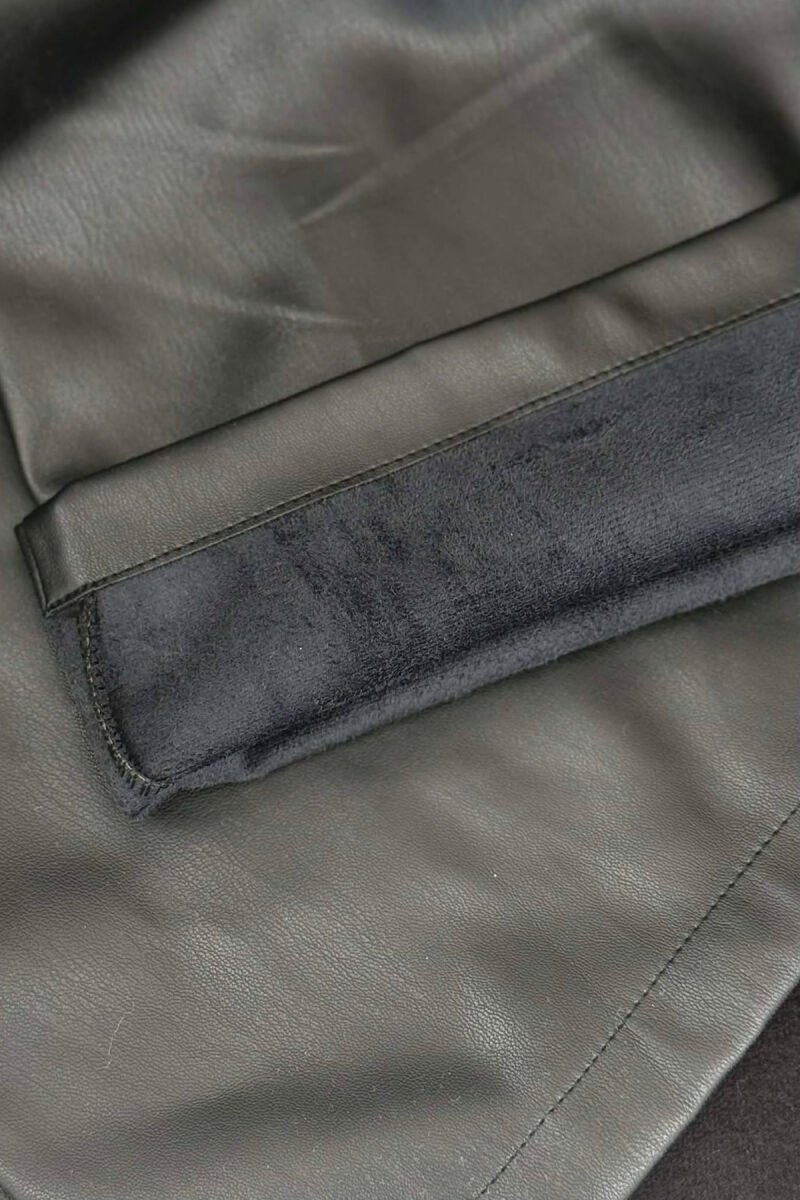ONE COLOR LEATHER WOMEN TROUSERS BLACK/ E ZEZE - 5