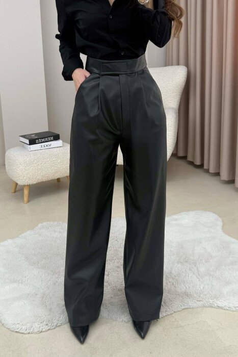 PANTALLONA LËKURE PËR FEMRA NË NGJYRËN E ZEZË - KLAUDIO FASHION