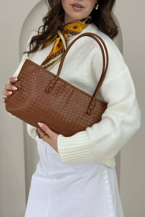 ONE COLOR LEATHER ZIPPER WOMEN BAG BROWN/KAFE - 2