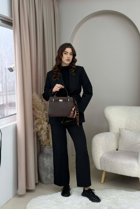 ONE COLOR LEATHER ZIPPER WOMEN BAG DARK BROWN/KAE - 3