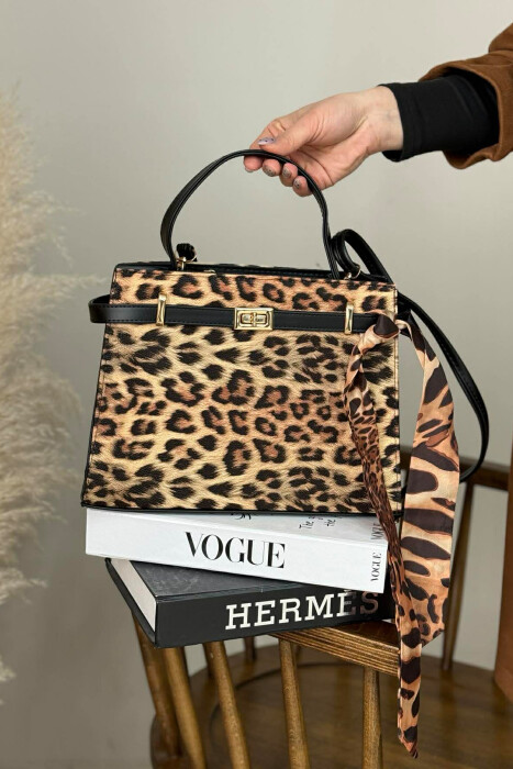 ONE COLOR LEATHER ZIPPER WOMEN BAG LEO/LEOPARD 