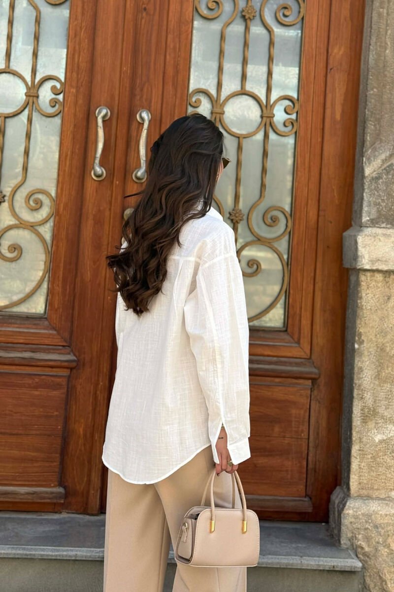 ONE COLOR LINEN WOMAN SHIRT WHITE-E BARDHE - 3
