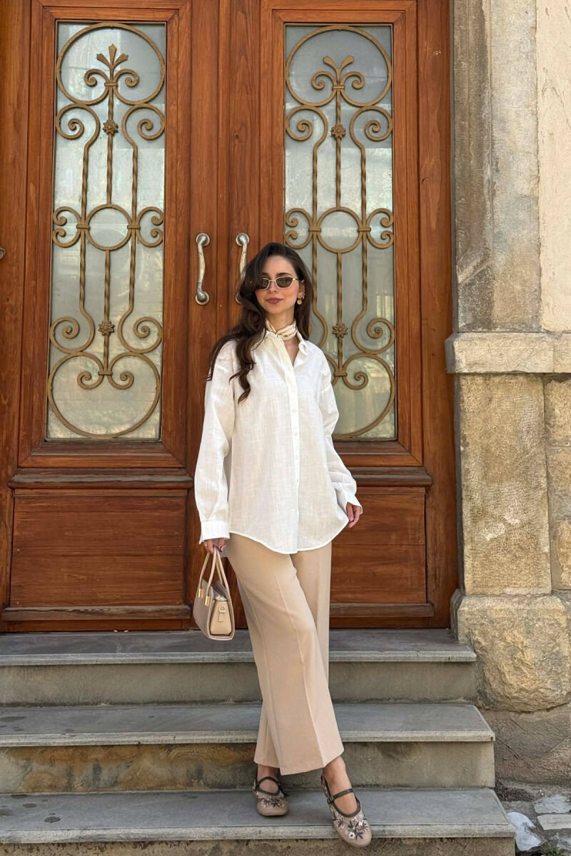 ONE COLOR LINEN WOMAN SHIRT WHITE-E BARDHE - 4