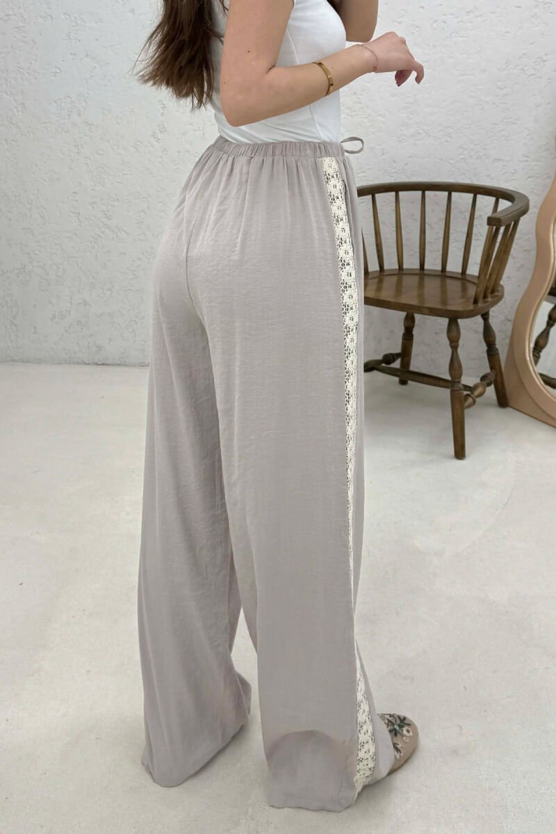 ONE COLOR LINEN WOMAN TROUSERS BEIGE/BEZHE - 3