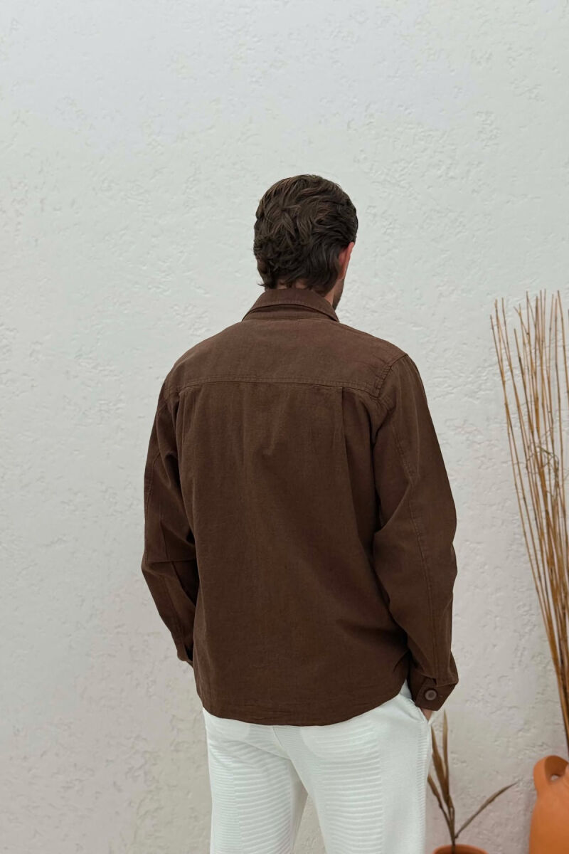 ONE COLOR LIGHT SIMPLE MEN JACKET BROWN/KAFE - 2
