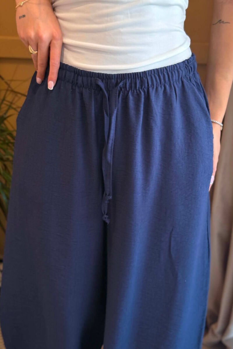 ONE COLOR LINEN BLEND BALLON WOMAN TROUSERS BLUE/BLU - 4
