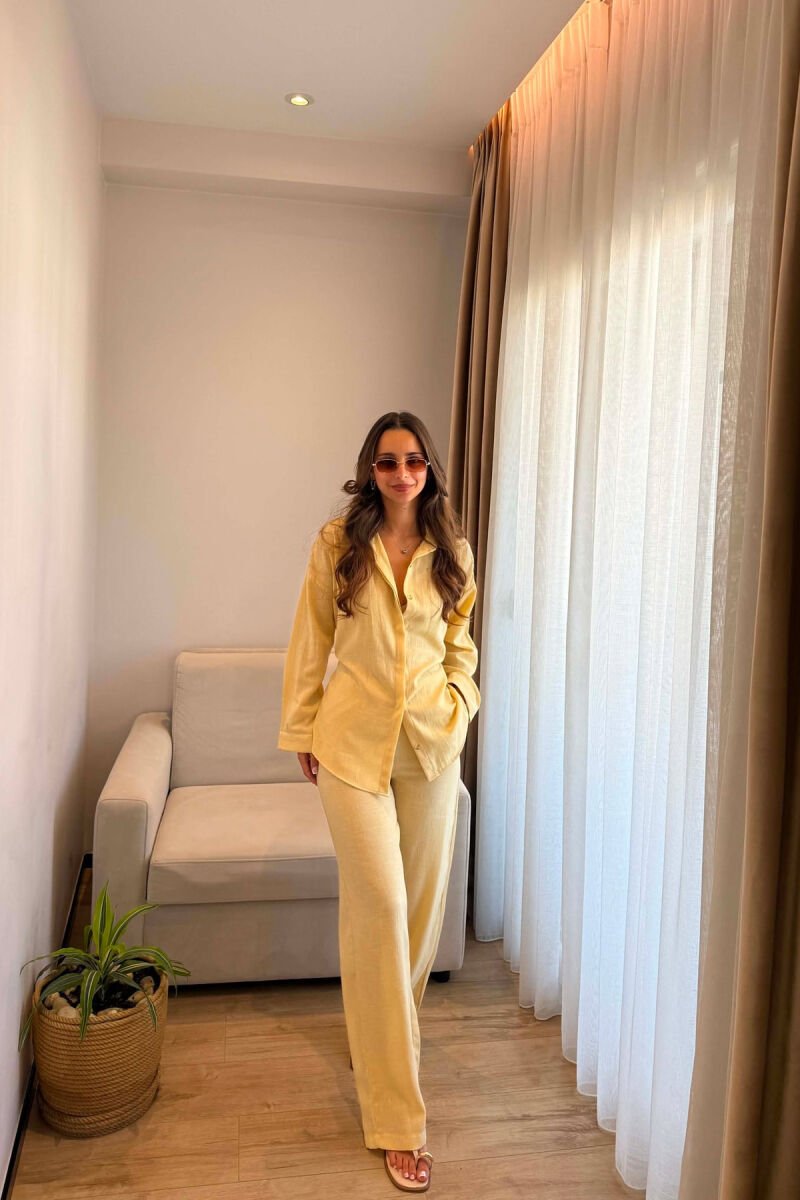 ONE COLOR LINEN BLEND SHIRT+ TROUSERS WOMAN SET BEIGE/BEZHE - 4