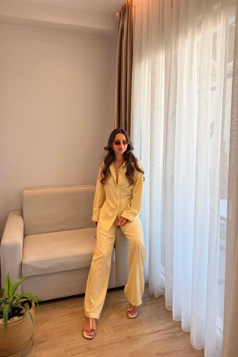 ONE COLOR LINEN BLEND SHIRT+ TROUSERS WOMAN SET BEIGE/BEZHE - 6