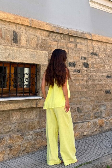 ONE COLOR LINEN BLEND VEST + TROUSERS WOMAN SET NEON/NEON - 4