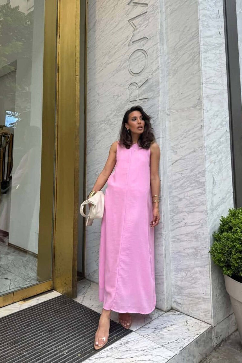ONE COLOR LINEN BLEND WOMAN DRESS PINK/ROZE - 1