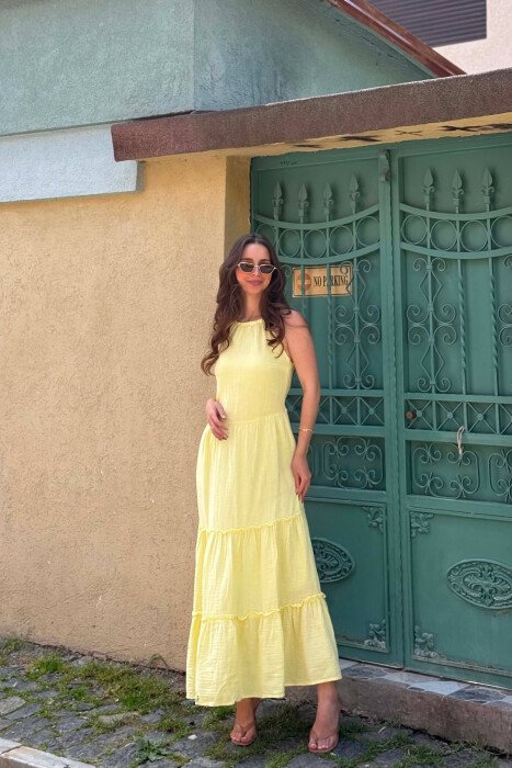 FUSTAN LINO PER FEMRA NE NGJYRE TE VERDHE - KLAUDIO FASHION