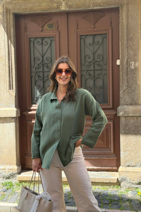 ONE COLOR SIMPLE WOMAN SHIRT GREEN/JESHILE - 1