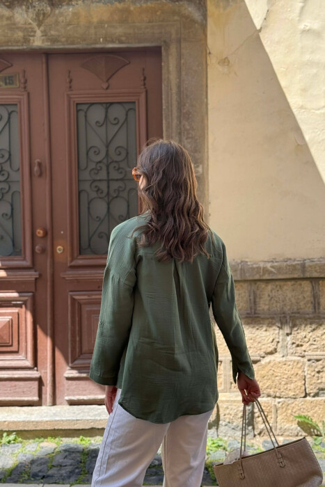 ONE COLOR SIMPLE WOMAN SHIRT GREEN/JESHILE - 2