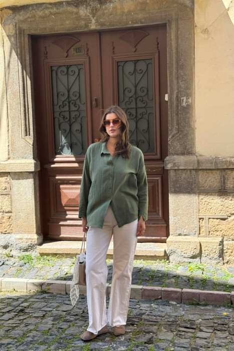 ONE COLOR SIMPLE WOMAN SHIRT GREEN/JESHILE - 4