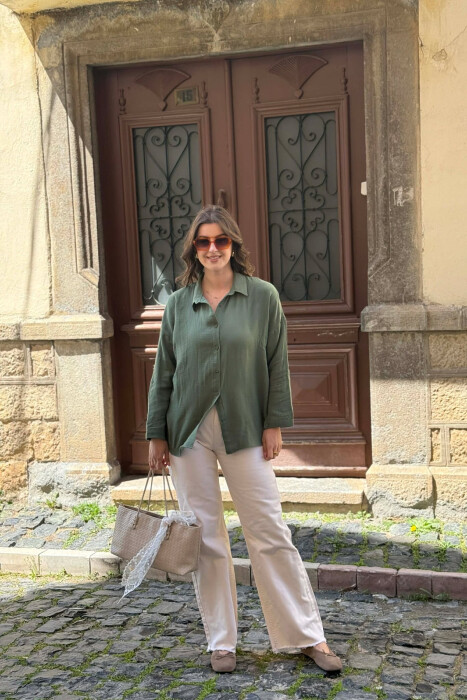 ONE COLOR SIMPLE WOMAN SHIRT GREEN/JESHILE - 5