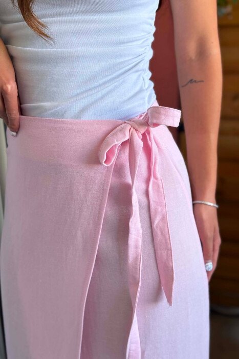 ONE COLOR LINEN BLEND WOMAN SKIRT PINK/ROZE - 2