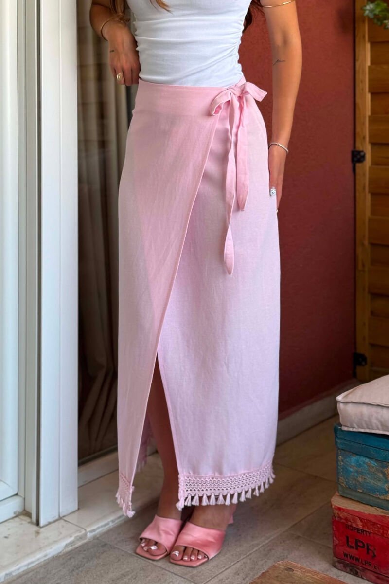 ONE COLOR LINEN BLEND WOMAN SKIRT PINK/ROZE - 6