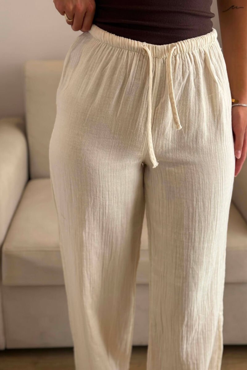 ONE COLOR LINEN BLEND WOMAN TROUSERS BEIGE/BEZHE - 5