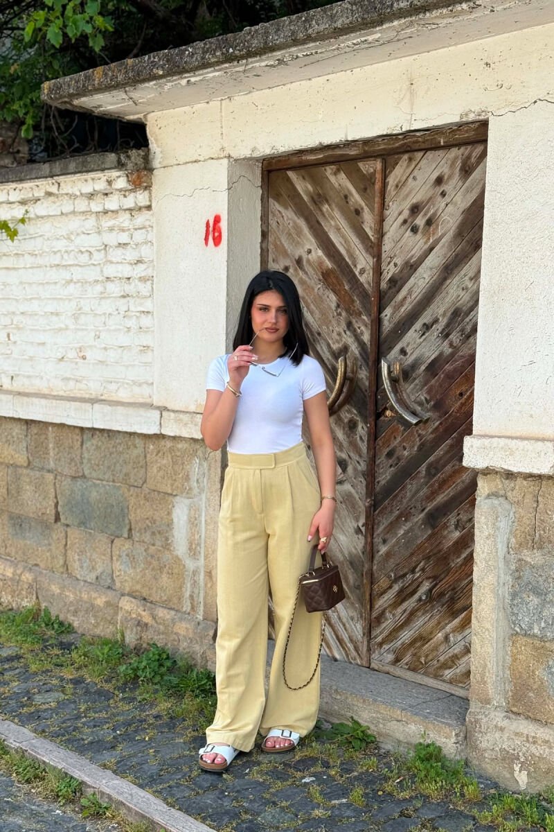 ONE COLOR LINEN BLEND WOMAN TROUSERS KHAKI / KAKI - 2