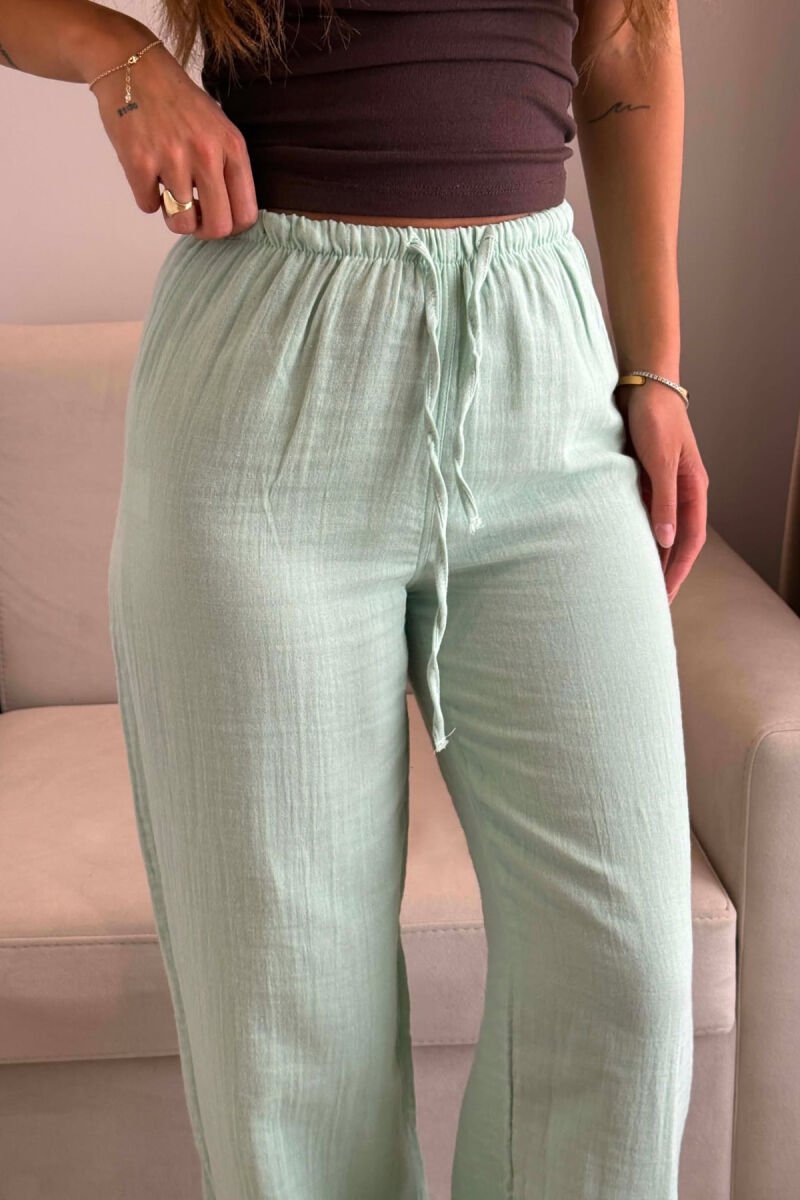 ONE COLOR LINEN BLEND WOMAN TROUSERS MINT/MENTE - 4