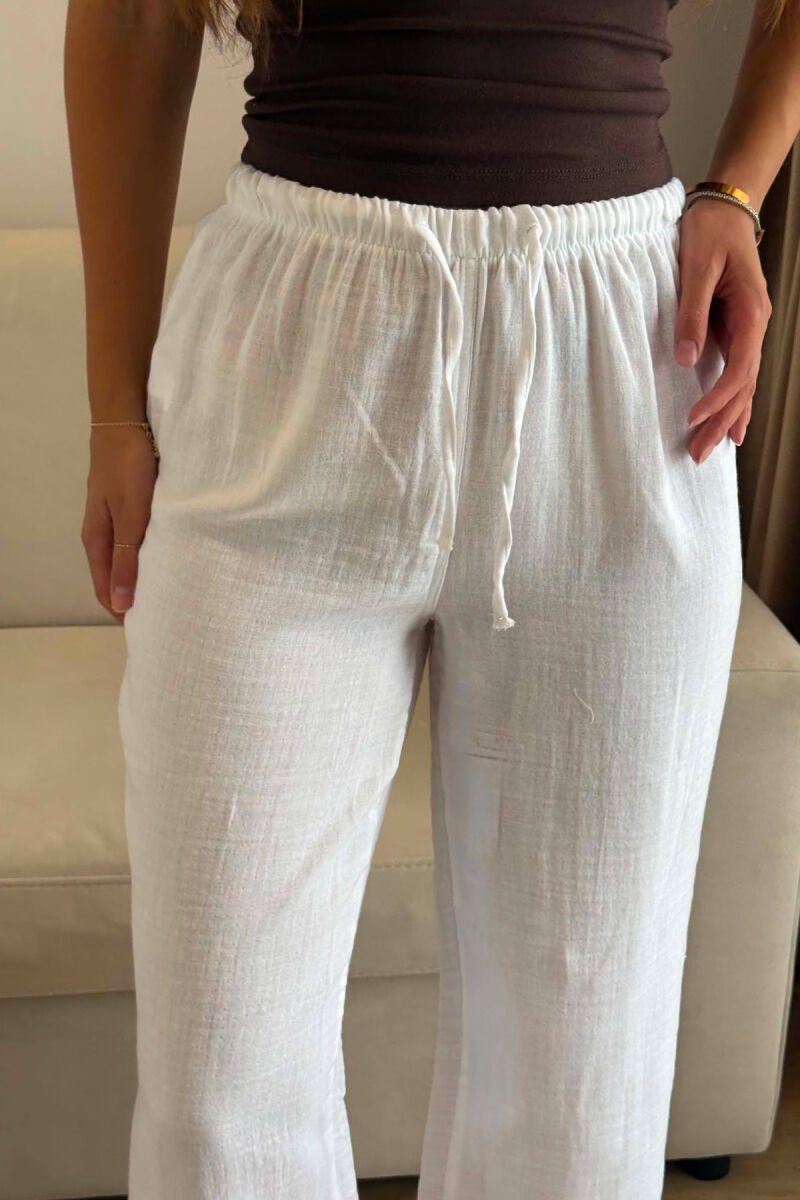 ONE COLOR LINEN BLEND WOMAN TROUSERS WHITE-E BARDHE - 5