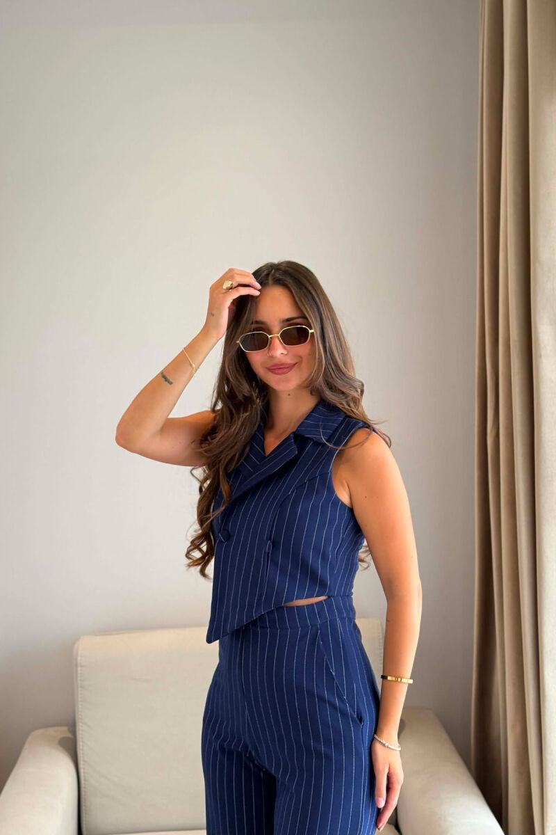 ONE COLOR LINES DESIGN WOMAN JUMPSUIT BLUE/BLU - 3