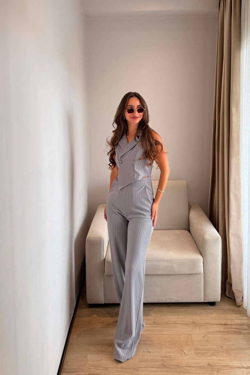 ONE COLOR LINES DESIGN WOMAN JUMPSUIT GREY/GRI - 4