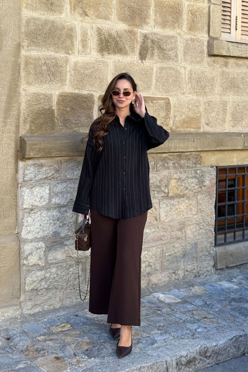 ONE COLOR LINES DESIGN WOMAN SHIRT BLACK/ E ZEZE - 2
