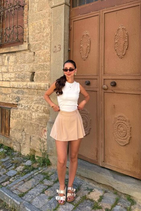 ONE COLOR LINES WOMAN SKORT BEIGE/BEZHE - 1