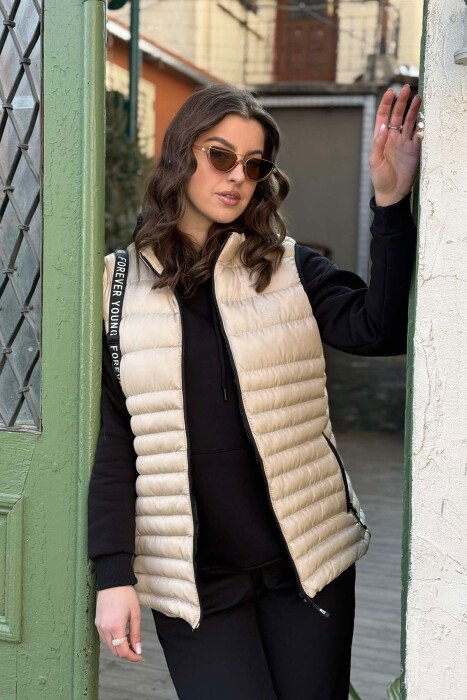 ONE COLOR LITTLE STAMP WOMEN VEST BEIGE/BEZHE - 2