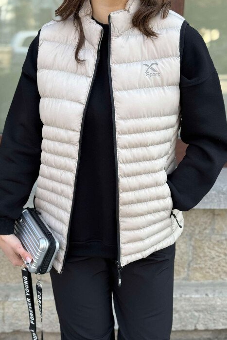 ONE COLOR LITTLE STAMP WOMEN VEST LIGHT BEIGE/BZHZB 