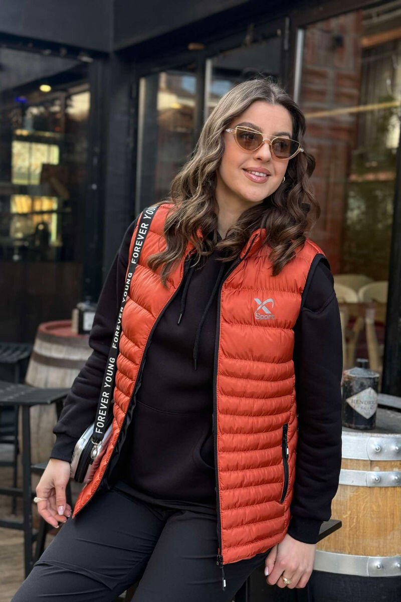 ONE COLOR LITTLE STAMP WOMEN VEST ORANGE/PORTOKALLI - 2