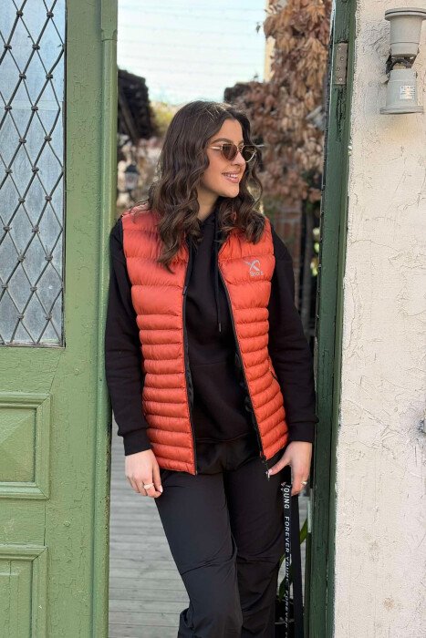 ONE COLOR LITTLE STAMP WOMEN VEST ORANGE/PORTOKALLI - 4