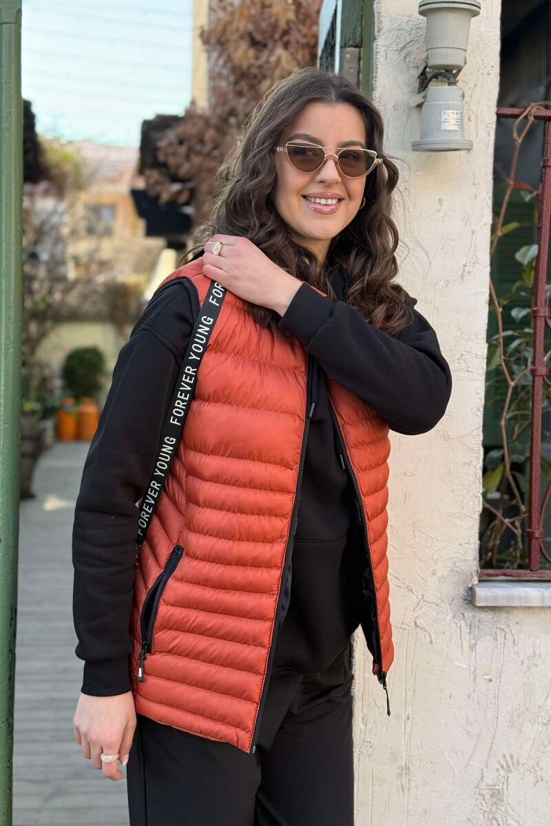 ONE COLOR LITTLE STAMP WOMEN VEST ORANGE/PORTOKALLI - 3